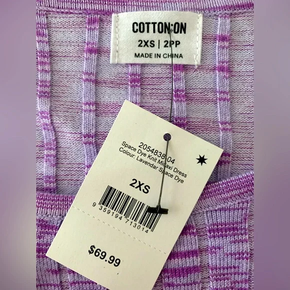 🌷2 for $20🌷 Brand New Cotton On Lilac Knit Maxi Dress Size XXS - Picture 4 of 6